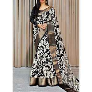 ผ้าทอใยไหมโดลาผ้าแจ็คการ์ดสีดำพิมพ์ลายกาลามาริ - Product Image 1