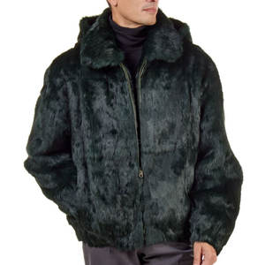 Veste à capuche en fourrure classique pour homme, look élégant sur le devant, coupe confortable, toucher doux, légère, chaude, écologique, finition lisse - Product Image 5