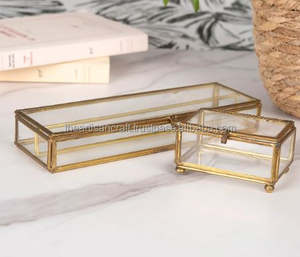 ARTISAN CRAFT Lot de 2 boîtes à bijoux modernes en laiton naturel faites à la main et écologiques de forme rectangulaire - Product Image 1