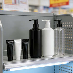 Vente en gros de flacons pompe ronds en plastique PET blanc et noir de 450 ml pour lotion, gel douche, shampoing, emballage cosmétique - Product Image 6