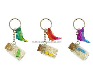 Bottle Keychain With Sand And Scroll Inside <b>Cute</b> Animal Dolphin Plastic <b>Keyring</b> Gift - Product Image 1
