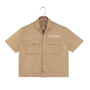 Chemise de travail cargo pour homme, sur mesure, de qualité supérieure, 100% coton sergé, manches courtes, anti-plis, décontractée, avec poches, pour la saison d'automne - Product Image 1