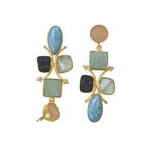 Pendientes Colgantes de Piedras de Cuarzo Multicolor, Clásicos y Modernos, Hechos a Mano y Chapados en Oro, para Mujer, Piedras Semipreciosas, Venta al Por Mayor - Product Image 3