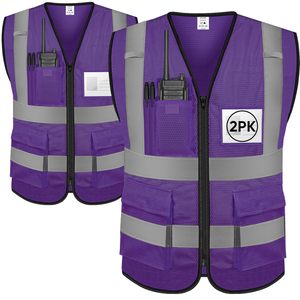 Safety Apparel Reflective Safety Vests for Men Women High Visibility Vest with Pockets Mesh Fabric <b>Construction</b> Neon <b>Work</b> Vest - Product Image 1