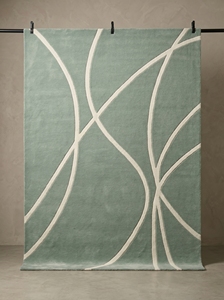 Tapis en laine tufté fait main moderne, tapis abstrait vert minimaliste, tapis contemporain personnalisé pour la vente en gros - Product Image 4