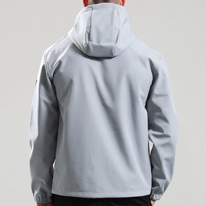 Chaqueta de Forro Polar con Capucha para Hombre, Color Gris, con Cierre de Cremallera, Resistente al Viento, Informal, para Otoño, Exterior de Poliéster, Corte Regular - Product Image 5
