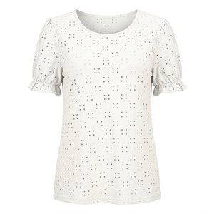 Wholesale Custom Logo Spring Summer Collection Independent Station's New Casual Loose Solid Knitted Women's <b>Top</b> Short Sleeve Tee - Product Image 2