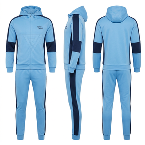 Conjunto Deportivo para Hombre en Negro y Rojo, Sudadera con Cierre Completo y Pantalones Jogger, Ropa Deportiva Casual de Otoño, Material de Poliéster de Secado Rápido - Product Image 3