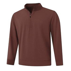 Sweat-shirt à col montant zippé pour homme, couleur unie, respirant, tricoté, manches longues, décontracté, pour l'automne - Product Image 1