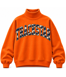 Sudadera Oversize de Algodón Polar para Mujer, Personalizada con Aplique de Letras en Gingham Azul Marino, Cuello Simulado, Estilo Urbano Casual de Invierno - Product Image 4