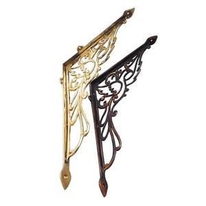 Glitter Brass Shelf <b>Bracket</b> With Decorative Scroll Design Durable Metal Support For Indoor Home Decor Connectors Heavy Duty - Product Image 4