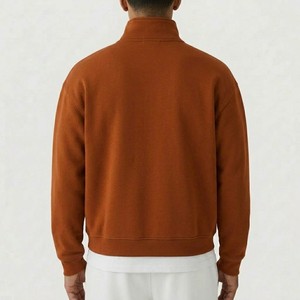 Sweat-shirt Premium Marron Rouille à Col Montant Zippé en Molleton de Coton Épais, Pull Décontracté Streetwear à Manches Longues, Haut Tendance - Product Image 2