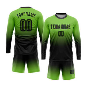 Green Black Long Sleeve Athletic Fit Football Jerseys Breathable Fabric Crew <b>Neck</b> Training Wear Football Uniform Set For Team - Product Image 2