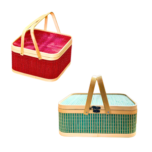 Cesta de Regalo de Bambú Más Vendida con Tapa, Color Personalizado Disponible, Asas de Mimbre para Empaque de Regalos - Product Image 1