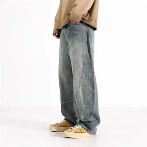 กางเกงยีนส์เดนิมผู้ชายแบบลำลองน้ำหนักเบาสั่งทำขายส่ง ล้างสีกลาง ระบายอากาศได้ดี ผ้าแคนวาสคอตตอน 100% ทรงตรง พิมพ์ลายสีดำ - Product Image 5