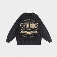 Nouveauté 2026 Sweat à capuche en coton molletonné French Terry 360 g/m² épais, style streetwear, délavé à l'acide, avec impression graphique sérigraphiée et effet vieilli