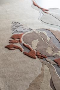 Alfombra Rectangular Moderna Abstracta de Lana de Nueva Zelanda Premium, Antideslizante, Hecha a Mano, de Pelo Alto, Modelo Shell-Houette Rust para el Hogar - Product Image 3