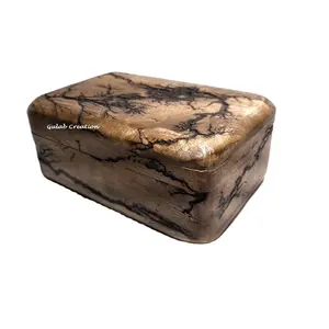 Decorative Electro Burnt Wood Keepsake jewelry storage Box with Hinged Lid
