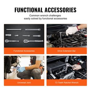 Set di chiavi a bussola a cricchetto da 1/4 e 3/8 di pollice, apertura a 6 punte, 106 pezzi, set di utensili metrici SAE, set di bussole profonde Standout - Product Image 2