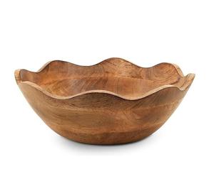 Bol de service en bois artisanal durable, idéal pour les collations quotidiennes, offrant une texture lisse et polie avec un style rustique. - Product Image 1