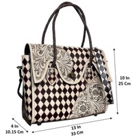 Sac bandoulière vintage en cuir véritable pour femme, style western, motif à carreaux, prêt pour la plage, sac fourre-tout à poignée tressée