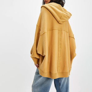 New Arrival Oversized Hooded Knit Cocoon Cardigan Women Long Sleeve Solid Color Drop Shoulder Cotton Spring Plus Size Sweatshirt - Product Image 2