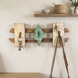 DIVADI Wholesale Handmade Rustic Multifunction Antique Vintage Style 3 <b>Hooks</b> Eco-Friendly Hanging Coat <b>Key</b> Holder Wood <b>Hooks</b> - Product Image 4