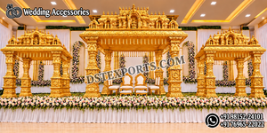Conjunto de Mandap Tradicional Hindú de Plata Alemana para Bodas, con Sillas Talladas y Havan Kund, Seis Sillas - Product Image 4