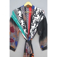 Bata de dormir con estampado Floral para mujer, Kimono Vintage de seda, para vestir en la playa, novedad