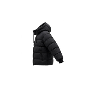 Veste matelassée longue noire pour homme, à capuche, en polyester épais, décontractée, fermeture éclair, coupe-vent avec poches - Product Image 4