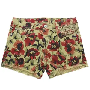 Pantalones Cortos de Mezclilla Casuales Vintage de Verano Transpirables de Secado Rápido Cortavientos con Botones y Cintura Media de Pierna Recta con Estampado al por Mayor - Product Image 1