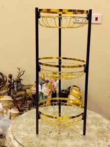 Cesta de frutas de lujo de 2 niveles, color dorado, cesta decorativa para accesorios del hogar, ideas de regalo para bodas, cesta de regalo. - Product Image 3