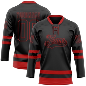 Maillot de hockey personnalisé noir et rouge OMMIZ INDUSTRY, le plus vendu en gros - Product Image 1