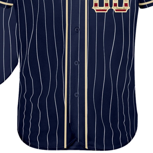 Navy White Pinstripe Baseball Jersey for Men Button Down Team Uniform Breathable Lightweight <b>Athletic</b> Tournament Sports Apparel - Product Image 6