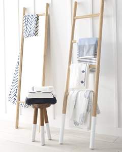 Étagère à serviettes élégante en bambou, modèle échelle, 100% bambou massif, autoportante, pour salle de bain, installation facile - Product Image 4