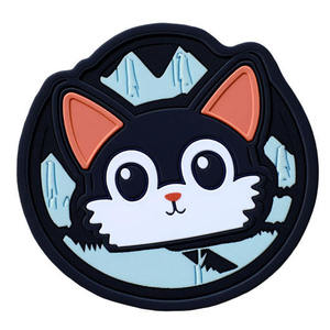 Patch en caoutchouc 3D en relief en forme de tête de chat, design noir, blanc, orange, bleu, à coller - Product Image 6