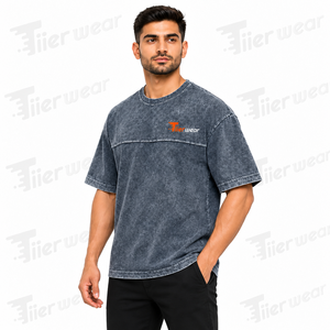 Tiierwear Men's Oversized Acid Washed <b>Black</b> T <b>Shirt</b> Short Sleeve Streetwear Graphic Breathable acid wash t <b>shirts</b> for men - Product Image 2