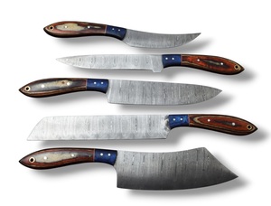 Juego de Cuchillos de Chef de Acero de Damasco de Cinco Piezas Nordic Forge con Mangos de Madera Pakka, Juego de Cuchillos de Cocina Hechos a Mano OEM Personalizados con Bolsa Enrollable - Product Image 4