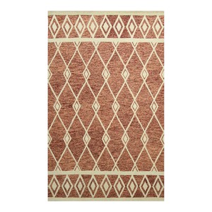 Tapis d'intérieur tufté à la main à poils ras, motif géométrique bohème, couleur ivoire rouille - Product Image 2