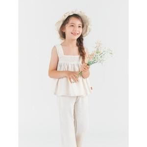 Conjunto de Ropa Infantil OZKIZ Estilo Coreano 100% Algodón, Diseño Sólido, Transpirable, Moda de Verano para Niñas de 2 a 6 Años, Venta al Por Mayor - Product Image 1