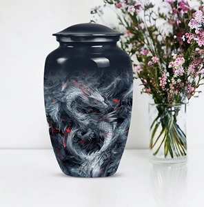 <b>Dragon</b> <b>Art</b> Cremation Urn for Adult Ashes Memorial Gold Color Customizable Design Funeral Supply Ashes Aluminium Urn With Lid - Product Image 6