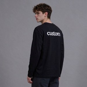 <b>Men's</b> 100% Cotton <b>Long</b> <b>Sleeve</b> T <b>Shirt</b> <b>White</b> O Neck Straight Fit Casual Basic Tee Wholesale Apparel Manufacturer Supplier - Product Image 1