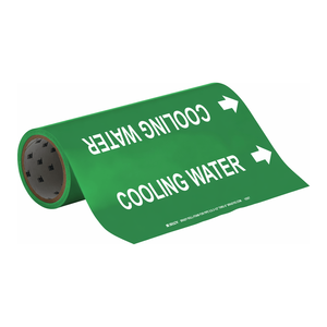 เครื่องหมายท่อแบบม้วนสำหรับระบุตำแหน่งท่อภายในและภายนอกอาคาร Brady Flexible Cooling Water Roll Form Pipe Marker - Product Image 1