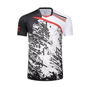 เสื้อเทนนิสแขนสั้นคอวีผู้ชาย สีไล่ระดับ พิมพ์ลายแบบซับลิเมชั่น ผ้าโพลีเอสเตอร์ ระบายเหงื่อได้ดี ชุดกีฬาฤดูร้อน - Product Image 4