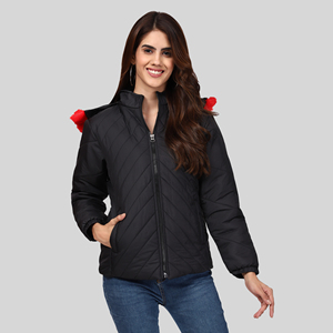 Stylish <b>Women's</b> <b>Bomber</b> <b>Jacket</b> Printed Quick Dry Hooded Collar Wool Liner New Design Modern Fit Winter <b>Jacket</b> by Exporter - Product Image 3