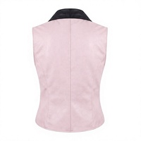 Gilet de moto en cuir personnalisé pour femme, gilet en cuir tendance pour femme, gilet rose avec poches zippées, conception personnalisée OEM