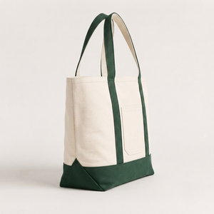 Sac fourre-tout en toile de jute bicolore vert, écologique, grande capacité, avec poche extérieure, sac à bandoulière, sac de plage réutilisable, sac de shopping - Product Image 3