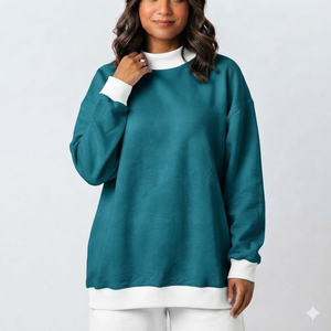 Sweat-shirt oversize à col montant en molleton de coton, très demandé pour la vente en gros, idéal pour l'hiver et l'automne, style campus - Product Image 6