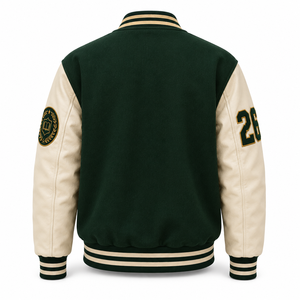 Chaqueta Bomber Varsity con Capucha para Hombre, Estilo Heritage University, Color Verde, con Parche Bordado en Forma de H, Alta Demanda, Venta al Por Mayor - Product Image 5