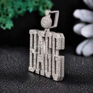 จี้เพชรโมอิสซาไนต์สั่งทำพิเศษพร้อมชื่อ สร้อยคอประดับเพชรแบบ Iced Out ตัวอักษรจิวเวลรี่สั่งทำได้ เงินแท้ 925 ของขวัญสำหรับผู้ชาย ผู้หญิง สไตล์ฮิปฮอป - Product Image 3
